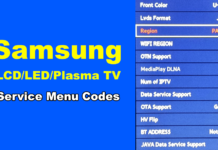 Samsung TV Service Menu Codes