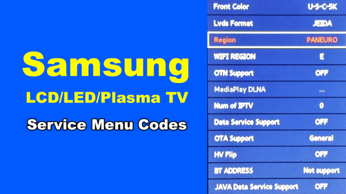 Samsung TV Service Menu Codes