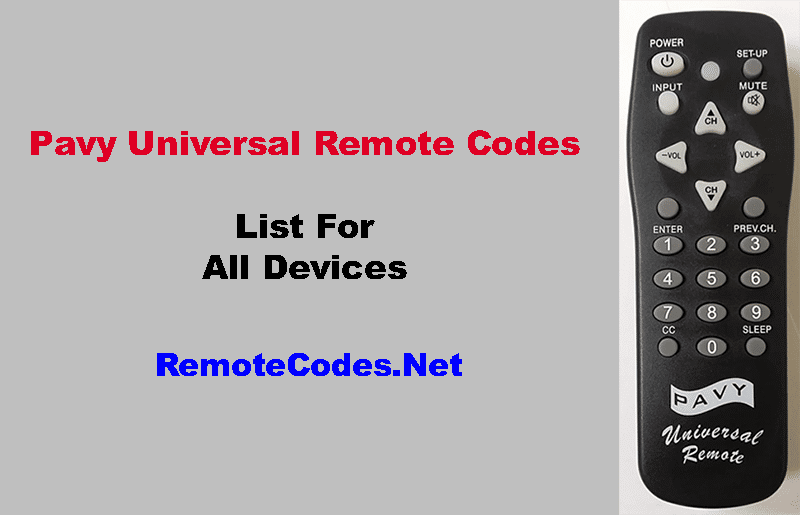Pavy Universal Remote Codes