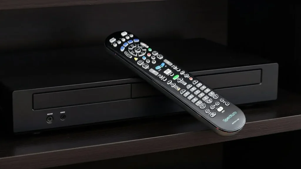 Blu-ray player and remote.