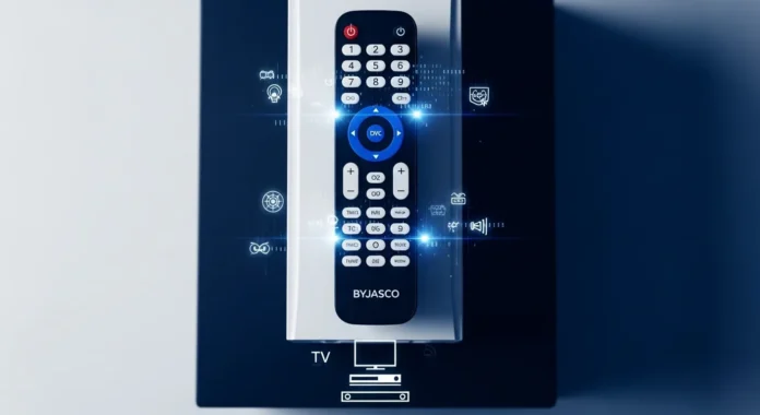 Byjasco remote with device codes overlay for 2025.