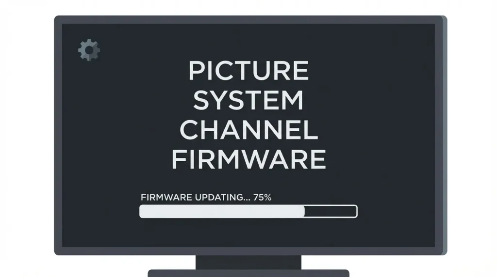 Logik TV service menu on screen showing picture system and channel options
