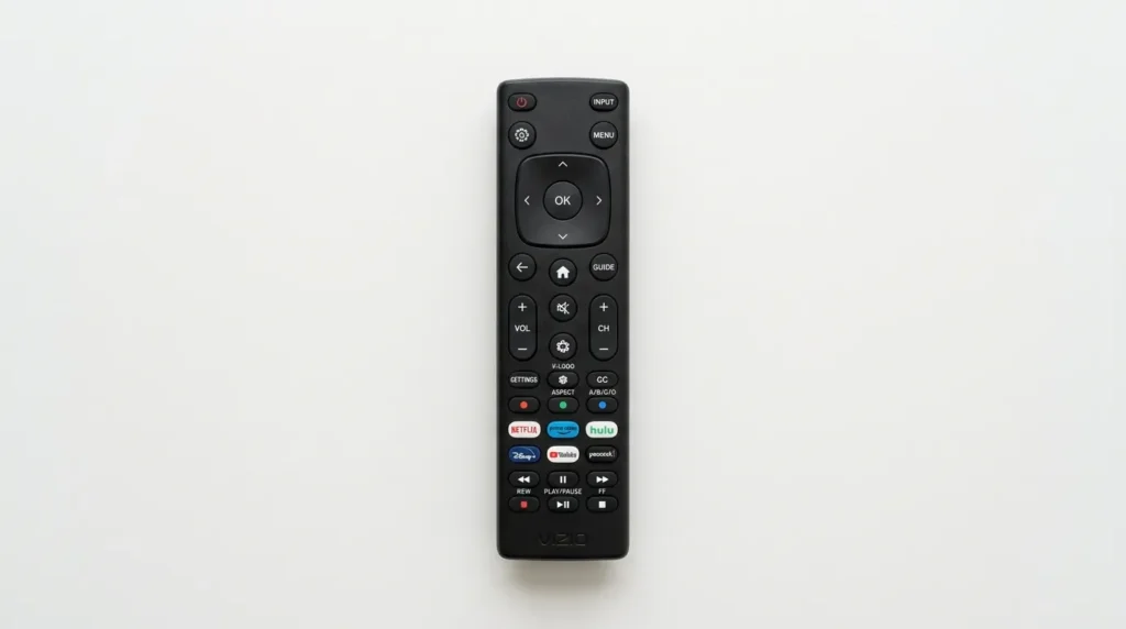 Vizio remote control showing button layout for service menu access