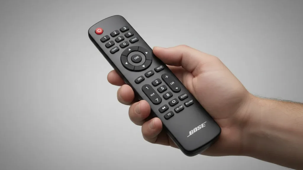 Hand with Bose universal remote.