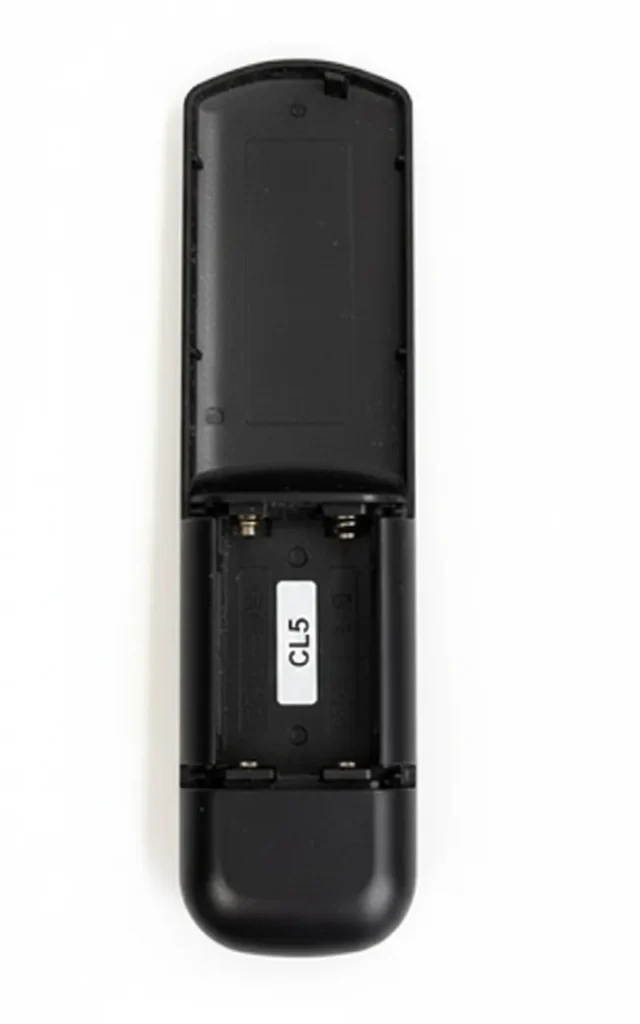 GE universal remote battery area with version label