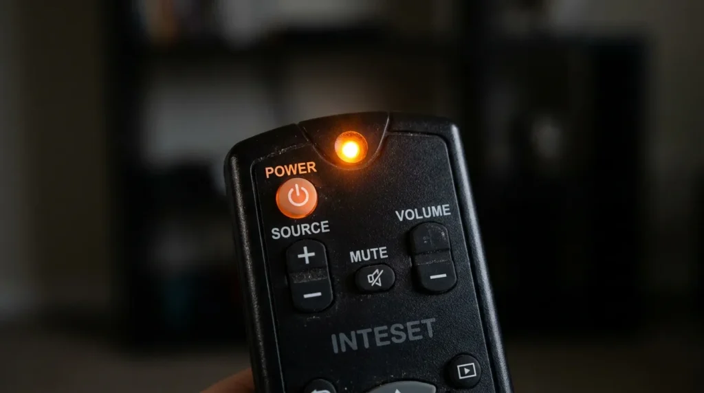 LED indicator light on Inteset remote showing programming status blink pattern