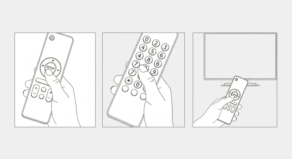 Illustration of remote code entry process.