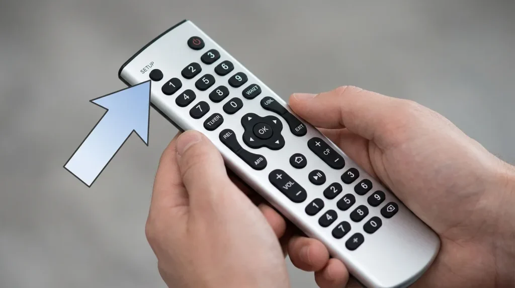 Step-by-step instructions showing how to program universal remote for Aiwa TV using direct code entry