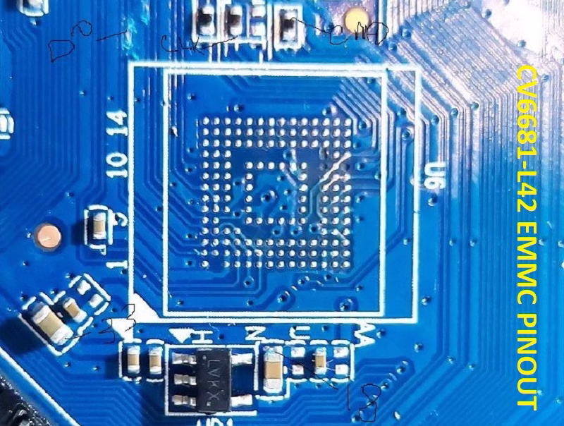 diagram of the EMMC pinouts on the CV6681-L42 board