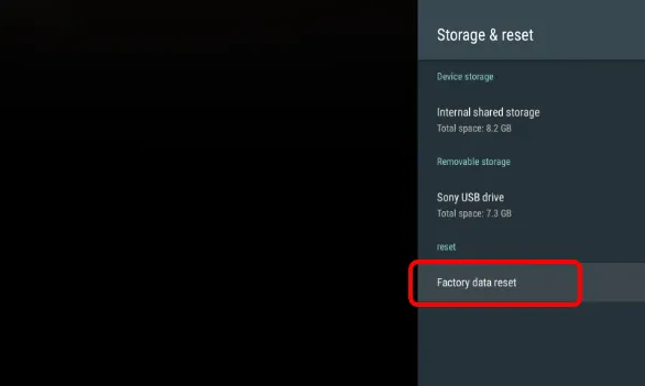 Sony TV factory reset menu
