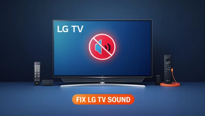 LG TV with no sound icon and text 
