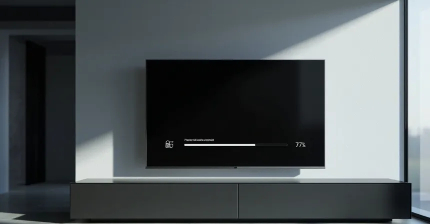 Polar TV screen showing firmware update interface.