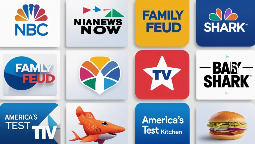 Collection of channel logos available on Google TV Freeplay.