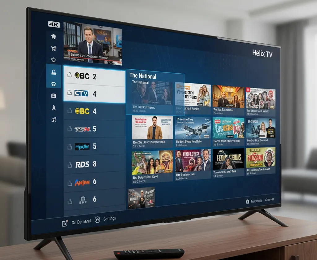 Videotron TV channel guide showing popular Canadian and American channels