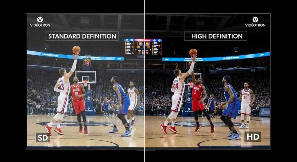 Comparison of standard definition and HD channel quality on Videotron service