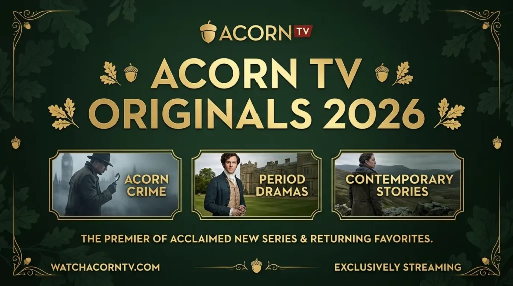 Acorn TV Originals list 2026 including My Life Is Murder, Harry Wild, and You’re Killing Me