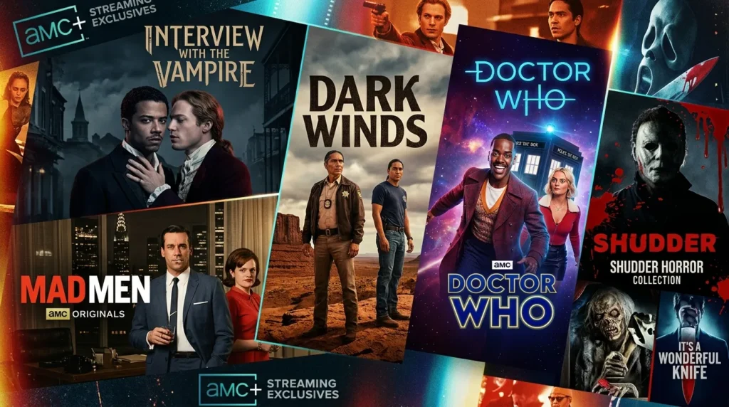 Top shows available on AMC Plus including dramas, horror, and British series