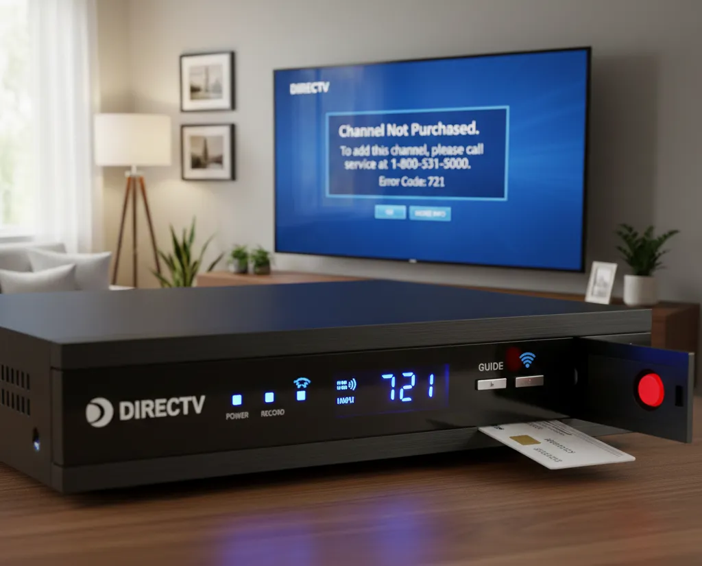 DirecTV Genie receiver access card door open revealing red reset button