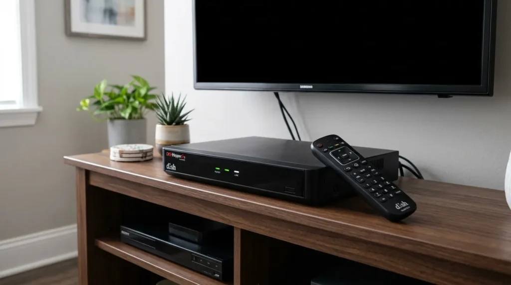 DISH Network Hopper receiver and remote control for troubleshooting ESPN channel issues