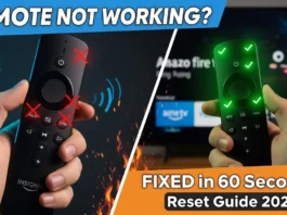 Thumbnail showing frustrated hand holding broken Insignia Fire TV remote on left with red X marks, transitioning to glowing fixed remote on right with green checkmarks and happy Amazon Fire TV home screen background. Bold text: 'REMOTE NOT WORKING?' and 'FIXED in 60 Seconds! Reset Guide 2026'