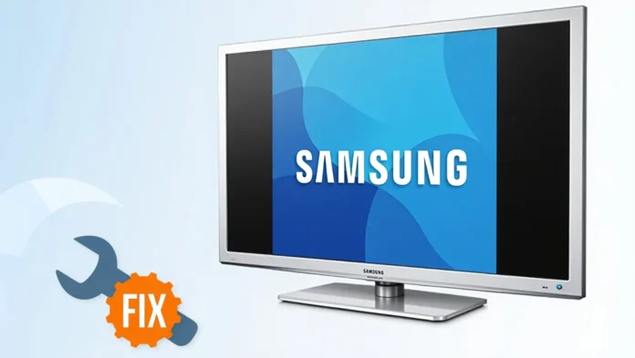Samsung TV with black bars and fix icon