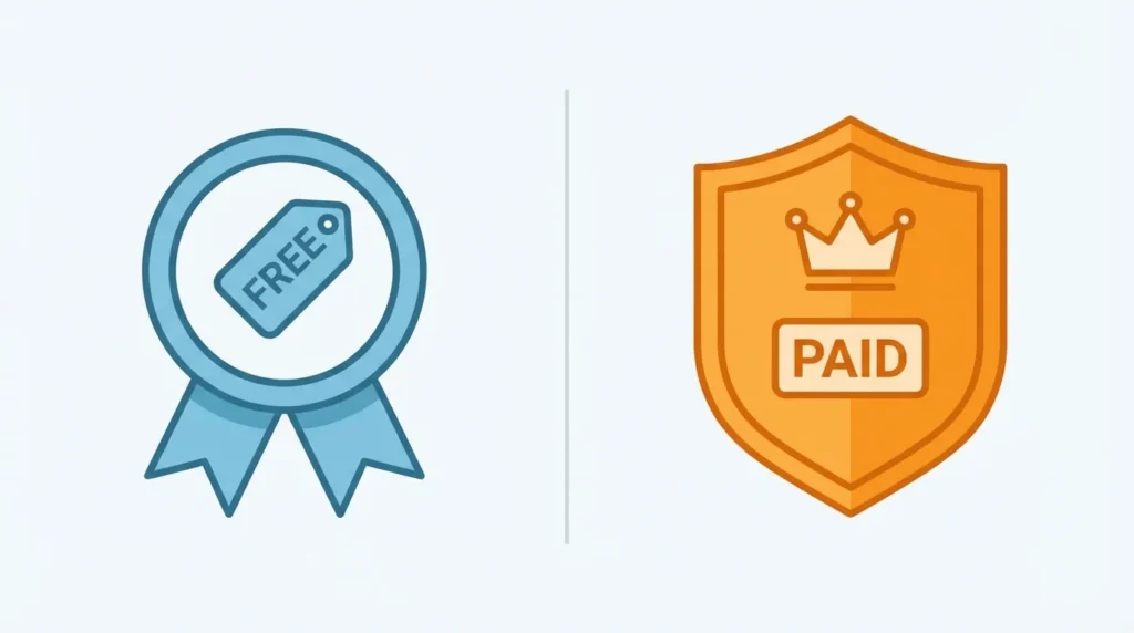 Comparison graphic showing the difference between Sling Freestream free tier and paid Sling TV plans