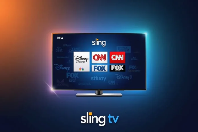 Thumbnail showing Sling TV channels on a modern TV screen