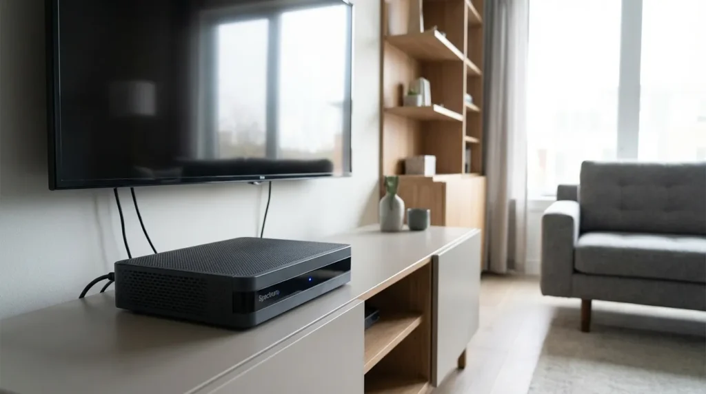 Spectrum cable box receiver under TV used to fix ESPN channel not showing