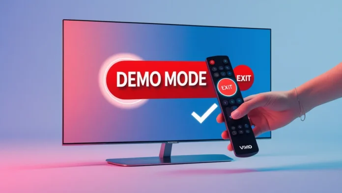 Vizio TV with remote exiting demo mode in 5 steps.