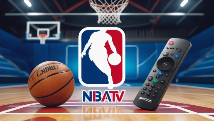 NBA TV logo with Spectrum remote and basketball