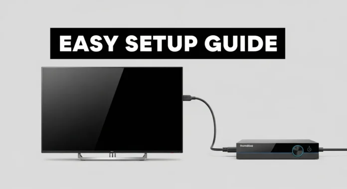 Thumbnail of TV and cable box with HDMI cable.