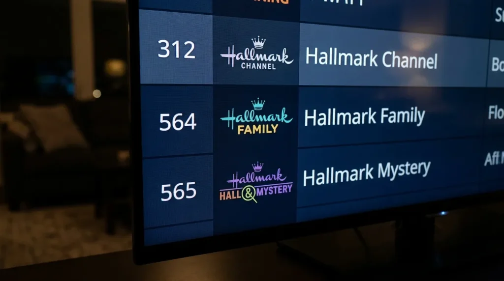 DirecTV Hallmark channel numbers 312 564 565 guide