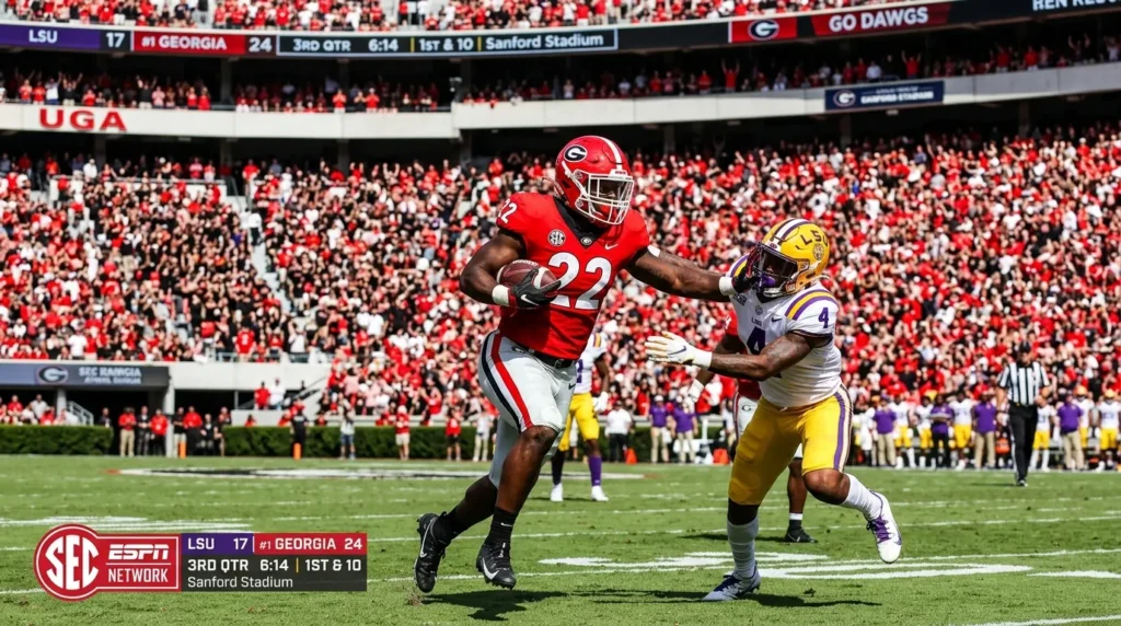 SEC Network college football game broadcast with stadium and crowd