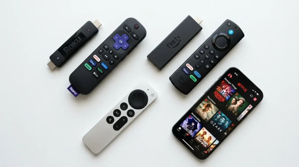Streaming devices including Roku and Fire TV Stick for watching USA Network without cable