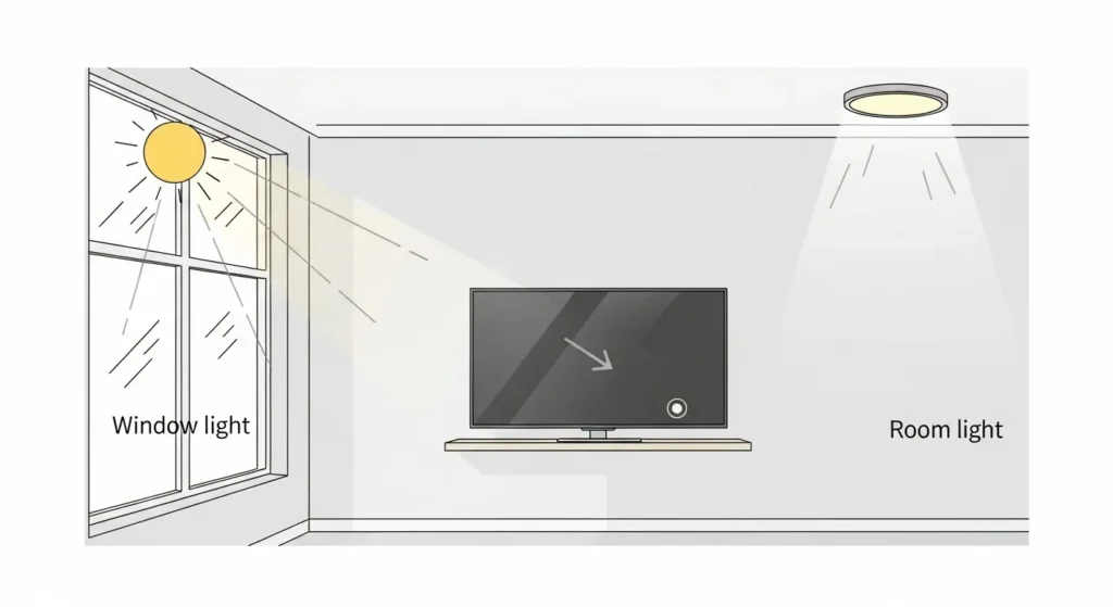 Guide to TV placement for accurate light sensing.