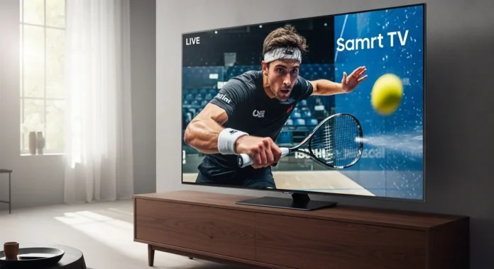 Samsung smart TV streaming squash match.