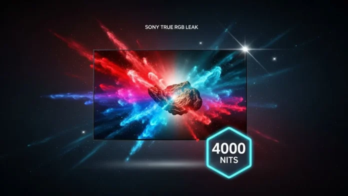 Sony Bravia True RGB TV leak thumbnail with 4000 nits badge and colorful display