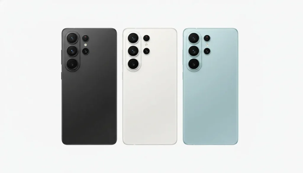 Galaxy S26 in Black, White, and Sky Blue color variants