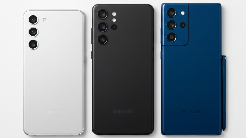 Side view of Samsung Galaxy S26, S26+, and S26 Ultra smartphones in various colors.