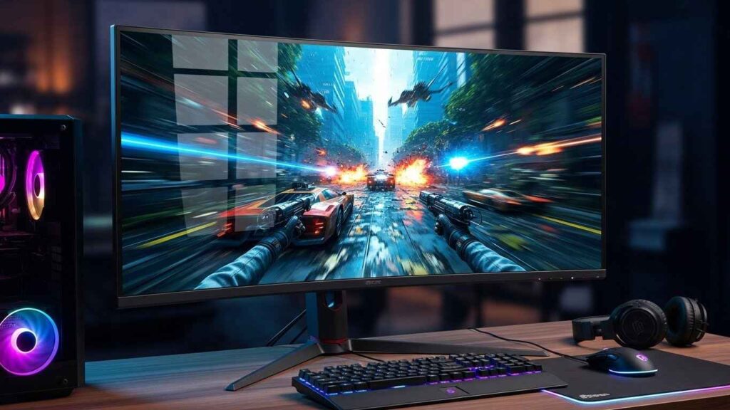 Gigabyte 34-inch ultrawide QD-OLED monitor in use