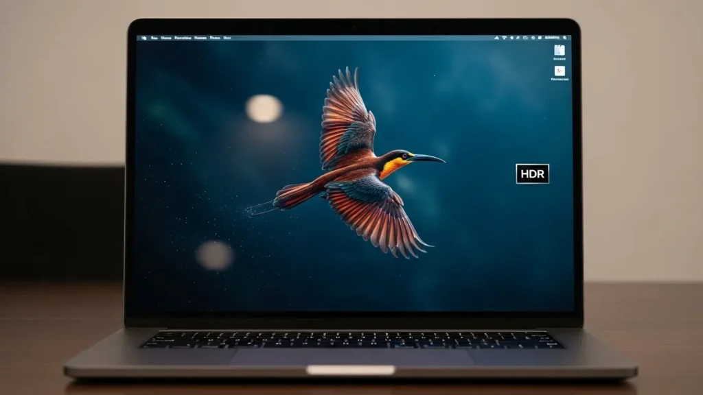 Apple MacBook Pro with OLED screen showing high contrast display