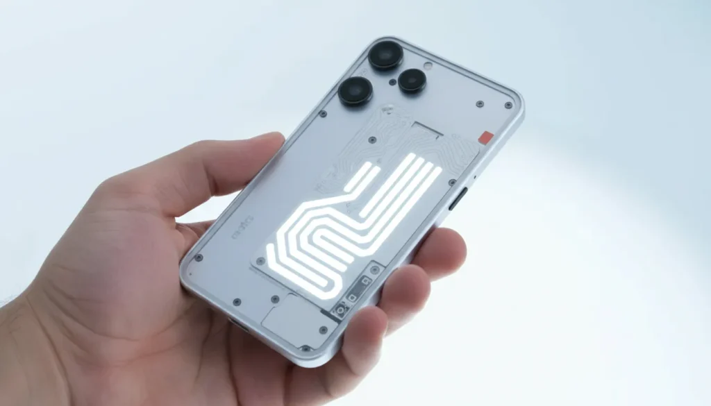 Rear view of Nothing Phone (3a) Lite smartphone