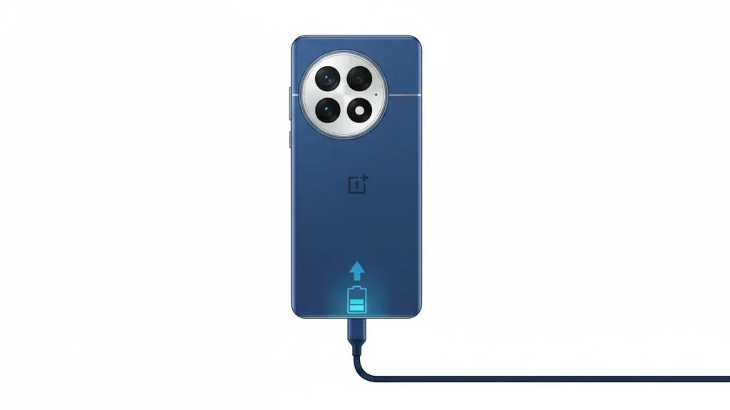 Illustration of OnePlus 13 using bypass charging to power directly from cable