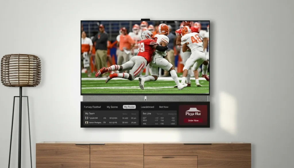 free TV with secondary ad screen.