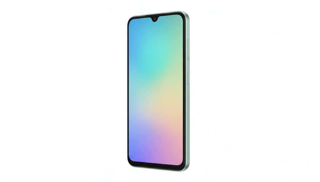 Front view of Samsung Galaxy A07 5G smartphone in Light Green color