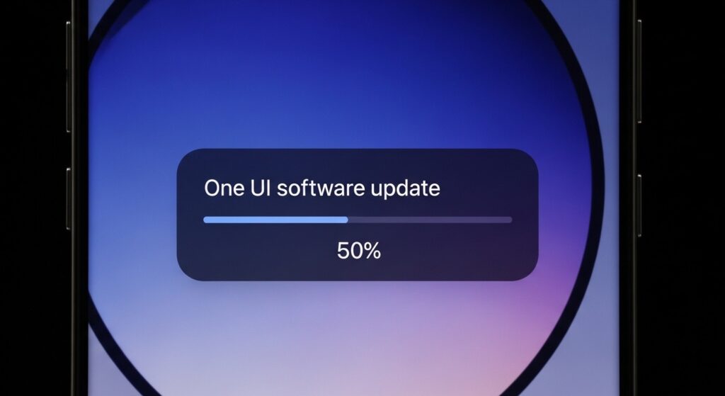 Screenshot of software update screen on Galaxy S25 Ultra for One UI 8.5 Beta 5.