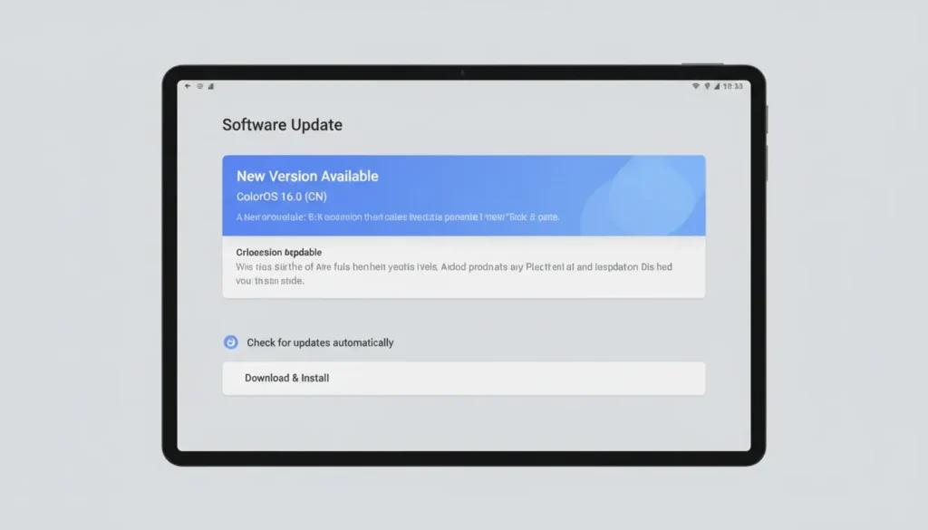 Oppo Pad SE software update screen for ColorOS 16.