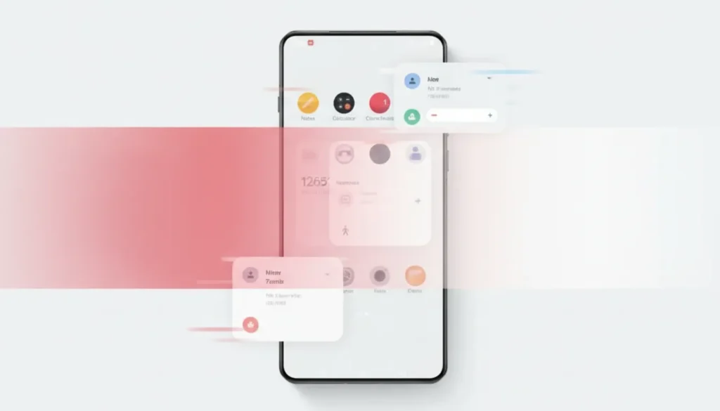 Illustration of fluid smartphone UI animation on OnePlus device