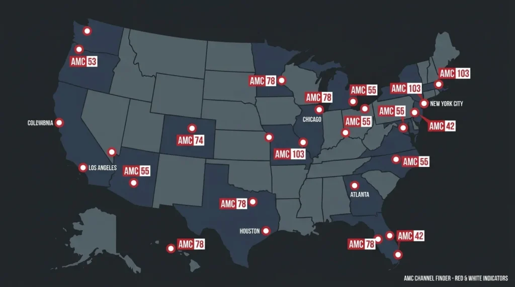 AMC channel number map by city on Spectrum
