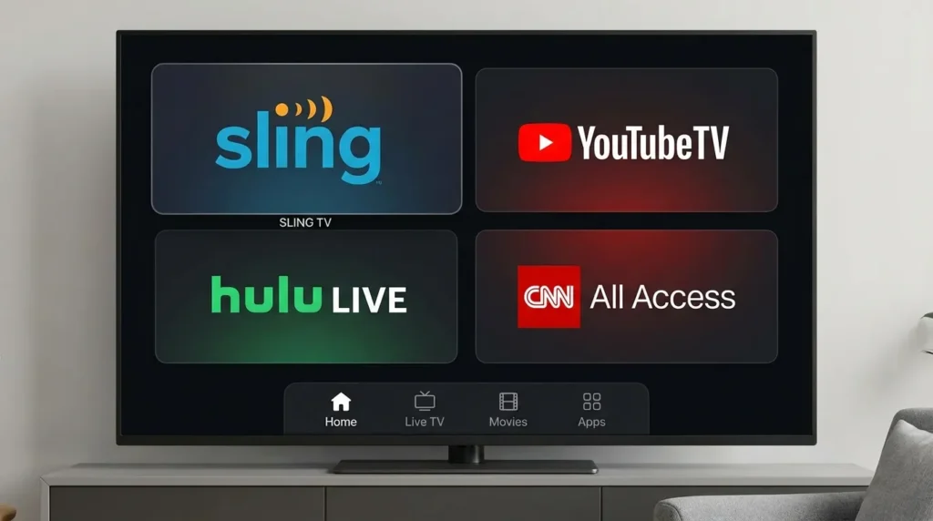 CNN streaming alternatives in 2026 including Sling TV, YouTube TV, Hulu Live, and CNN All Access
